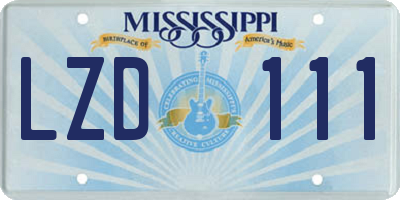 MS license plate LZD111
