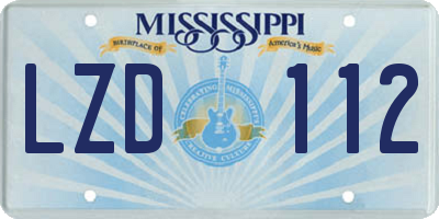 MS license plate LZD112