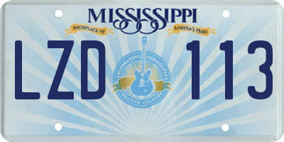MS license plate LZD113