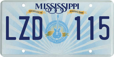 MS license plate LZD115