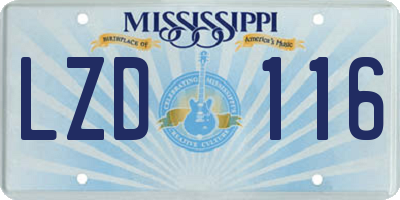 MS license plate LZD116