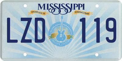 MS license plate LZD119