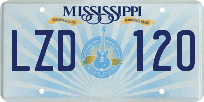 MS license plate LZD120