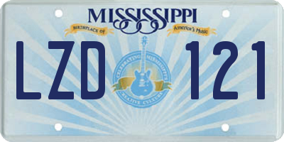 MS license plate LZD121