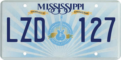MS license plate LZD127
