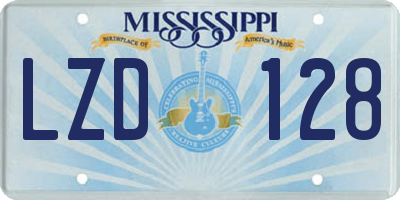 MS license plate LZD128