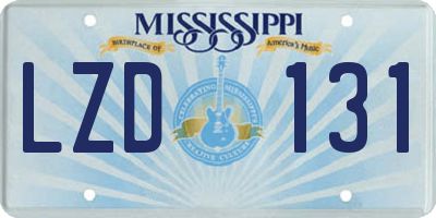 MS license plate LZD131