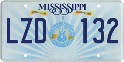 MS license plate LZD132