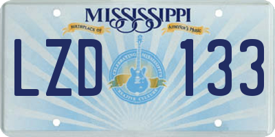 MS license plate LZD133