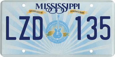 MS license plate LZD135