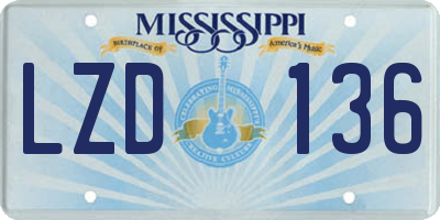 MS license plate LZD136