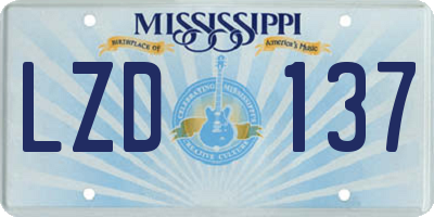 MS license plate LZD137