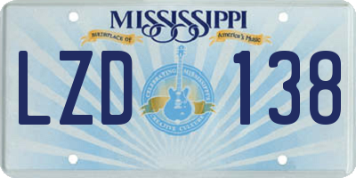MS license plate LZD138