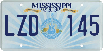 MS license plate LZD145