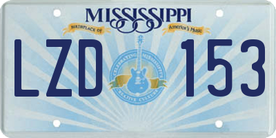 MS license plate LZD153