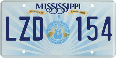 MS license plate LZD154