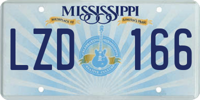 MS license plate LZD166