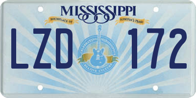 MS license plate LZD172