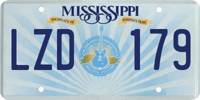 MS license plate LZD179