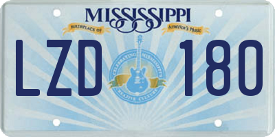 MS license plate LZD180