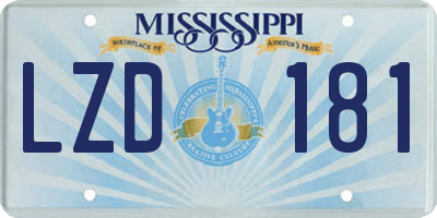 MS license plate LZD181