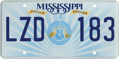 MS license plate LZD183