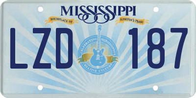 MS license plate LZD187