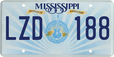 MS license plate LZD188