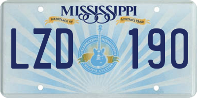 MS license plate LZD190