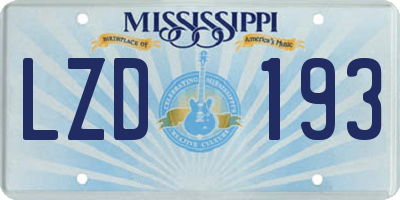 MS license plate LZD193