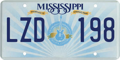 MS license plate LZD198
