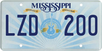 MS license plate LZD200