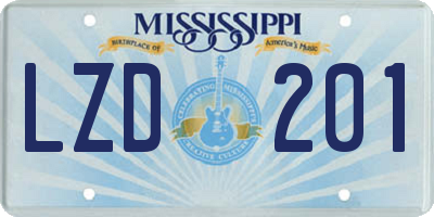 MS license plate LZD201