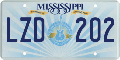 MS license plate LZD202