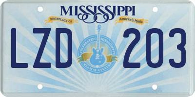 MS license plate LZD203