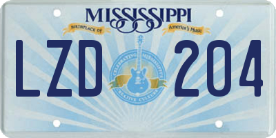 MS license plate LZD204
