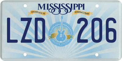 MS license plate LZD206