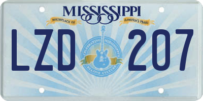 MS license plate LZD207