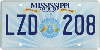 MS license plate LZD208
