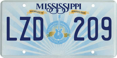 MS license plate LZD209