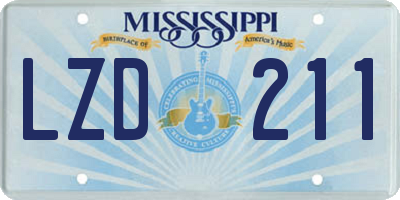 MS license plate LZD211