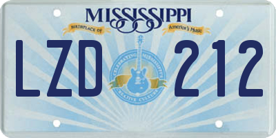 MS license plate LZD212