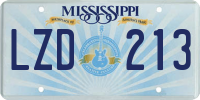 MS license plate LZD213