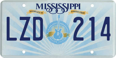 MS license plate LZD214