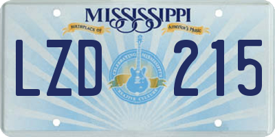 MS license plate LZD215