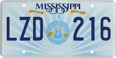 MS license plate LZD216