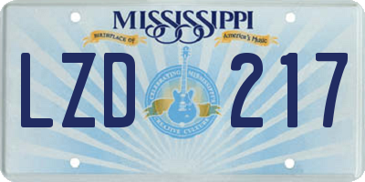 MS license plate LZD217