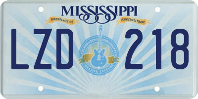 MS license plate LZD218