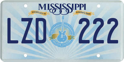 MS license plate LZD222