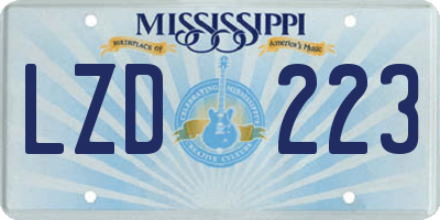 MS license plate LZD223